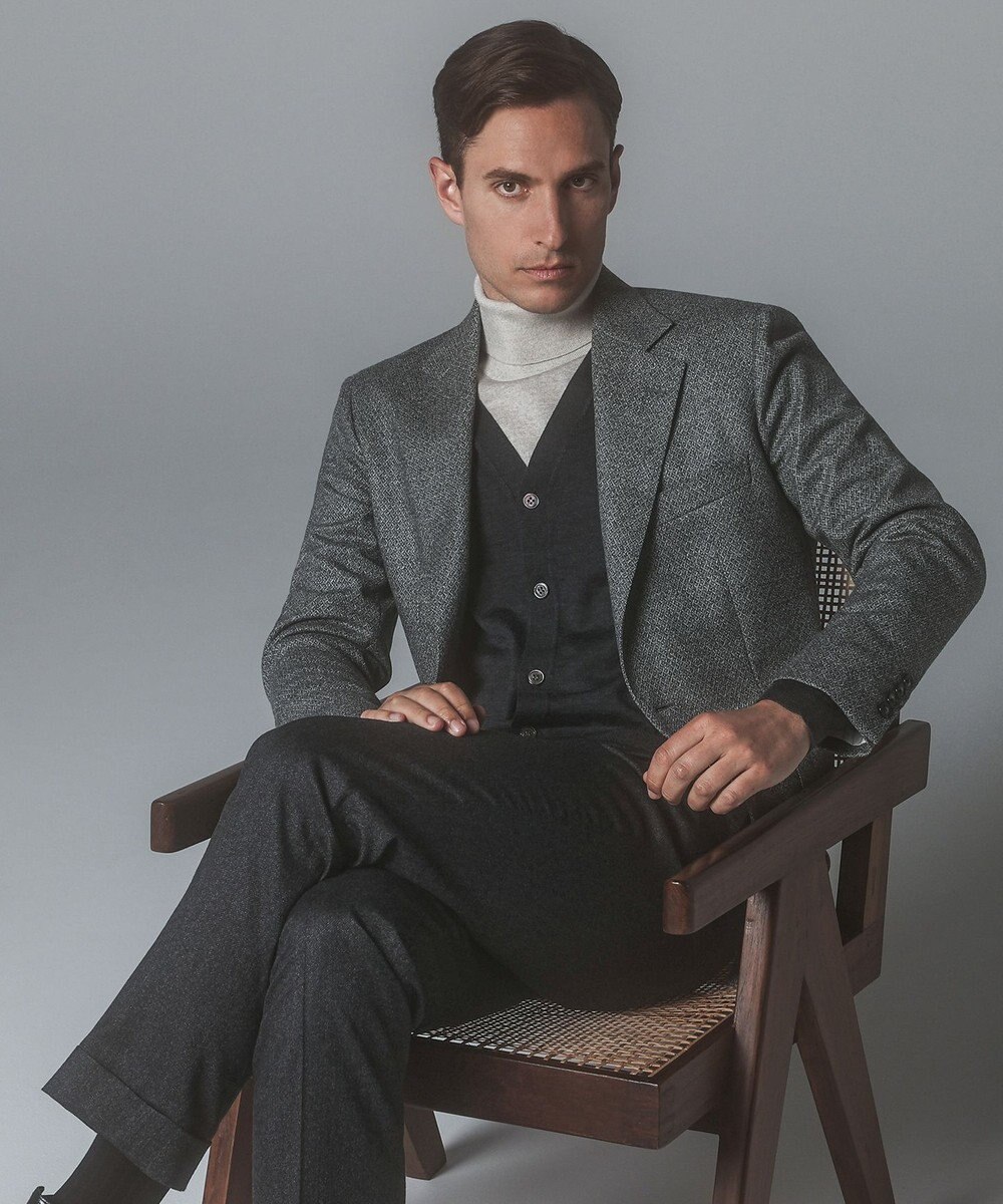 GOTAIRIKU 体温調整に【洗える/チクチクしにくい/ピリングしにくい】イタリア糸 ハイゲージ カーディガン_WOOL100% 