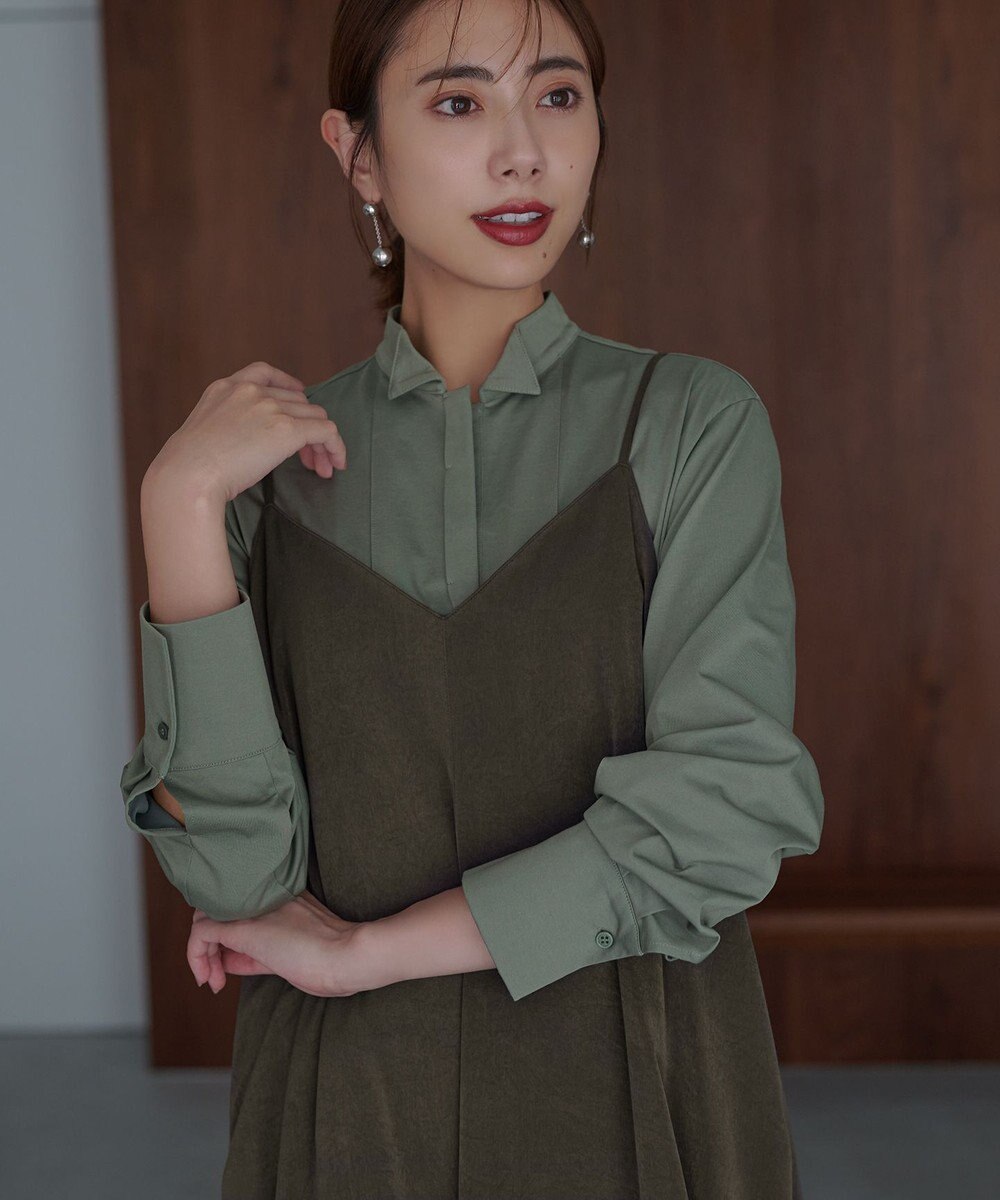 ICB L 【洗える】 ブラウスライクジャージー ロングカットソー 