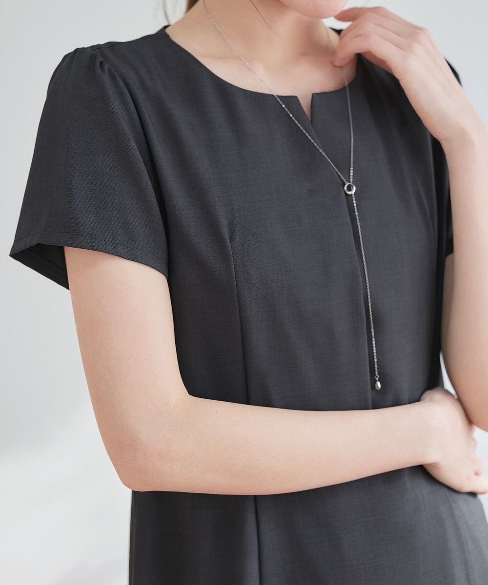 Tiaclasse 【小倉優子さん着用・洗える】フラップ付きミディアム丈フレアワンピース 