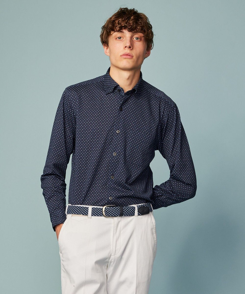 JOSEPH ABBOUD 【キングサイズ・快適な着心地・イージーケア】コンパクトジャージープリント シ ャツ 