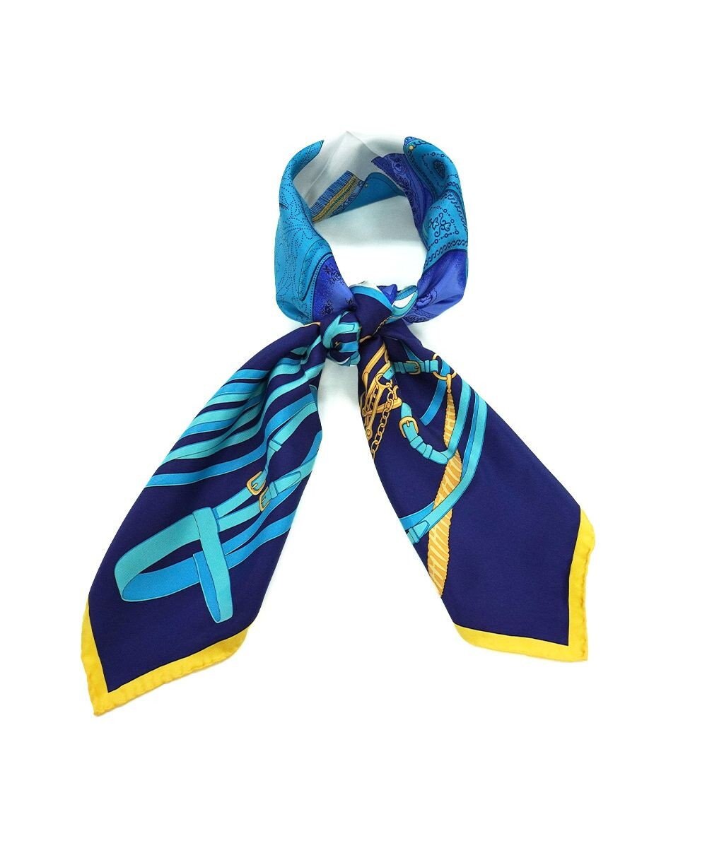 Marca 【伝統横濱スカーフ】鞍とベルト 大判 シルクスカーフ 