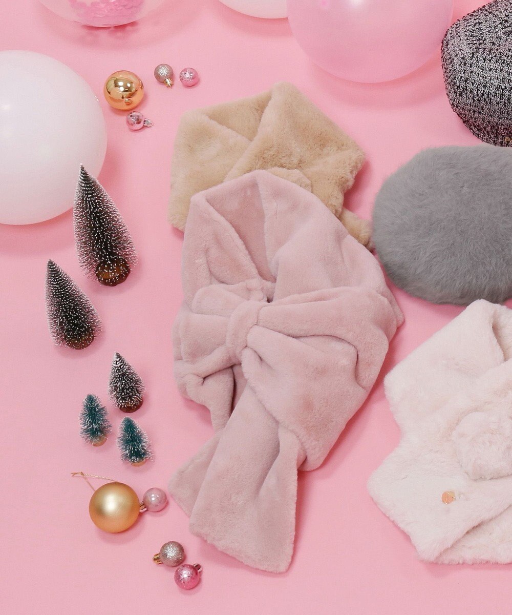 MOONBAT 【WEB限定ラッピング袋付】PAUL & JOE ACCESSOIRES フェイクファービッグリボンマフラー 