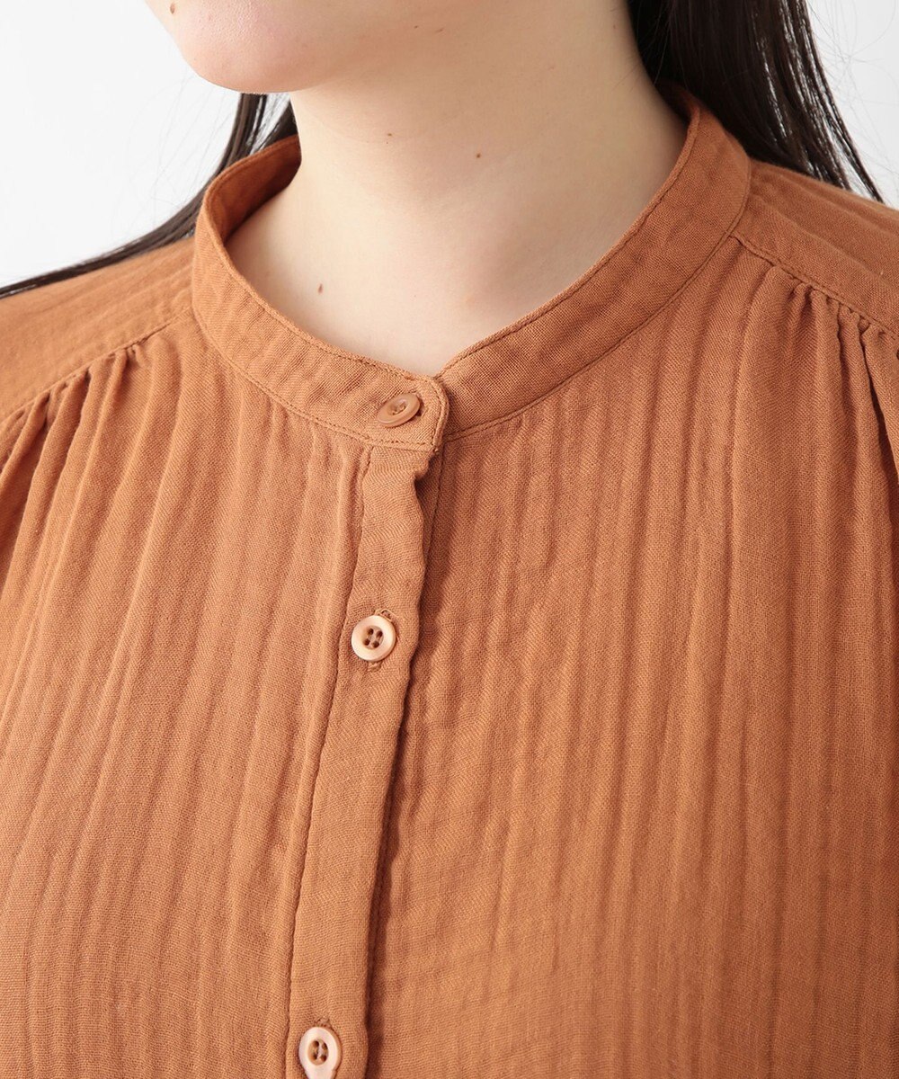 UCHINO クレープガーゼ　前あきギャザーワンピース 