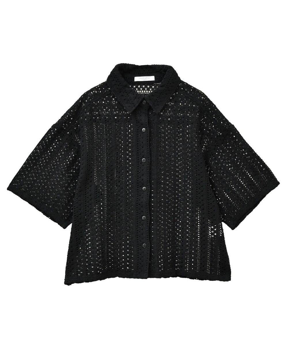 Green Parks インド綿 　衿付きレースシャツ 