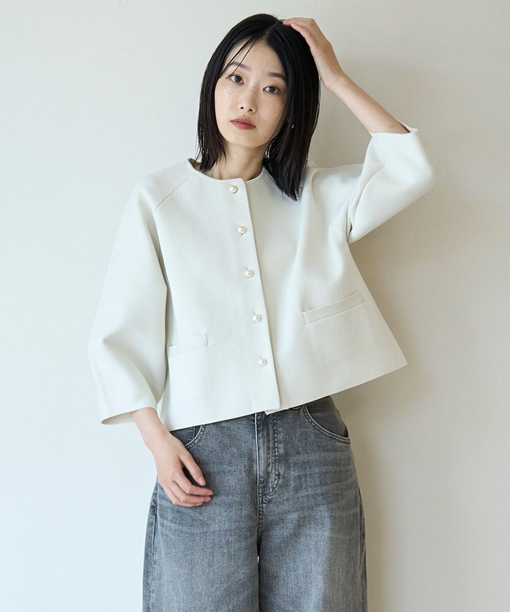 UNFILO L BEAUTY FORM KNIT パールボタン カーディガン 