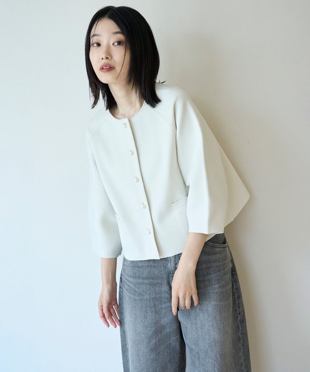 UNFILO L BEAUTY FORM KNIT パールボタン カーディガン 