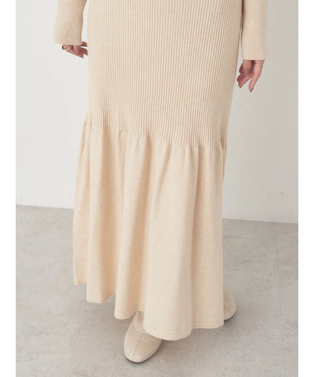 earth music&ecology パイピングフレアカラーニットワンピース 