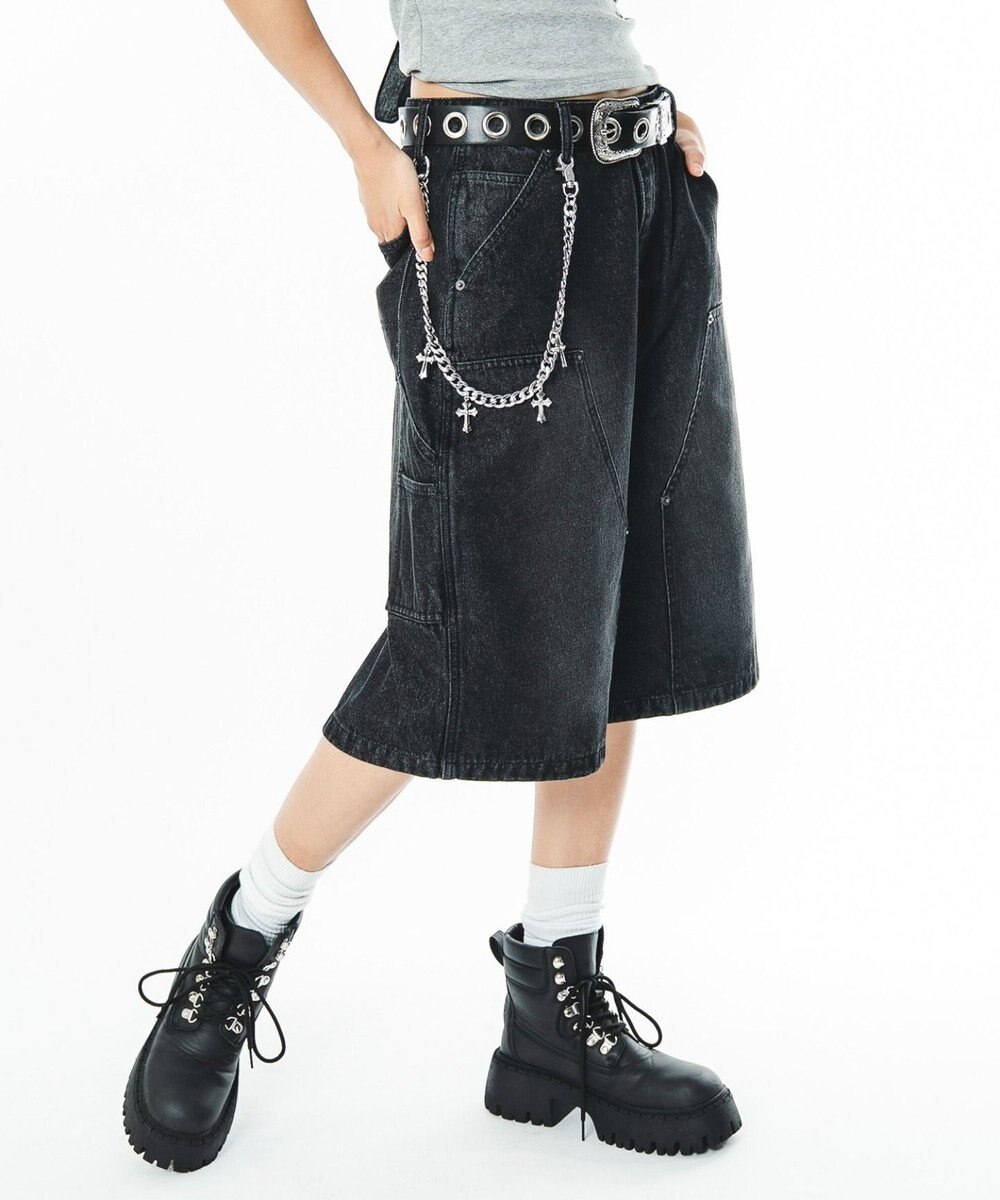WEGO 【ユニセックス着用ITEM】ダブルニーデニムショーツ 