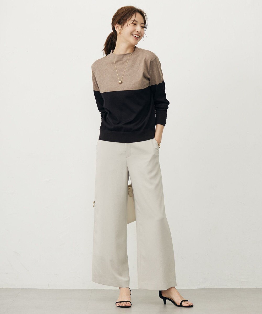 J.PRESS LADIES L 【洗える・吸水速乾・接触冷感・セットアップ対応】Light ジョーゼット ワイド パンツ 