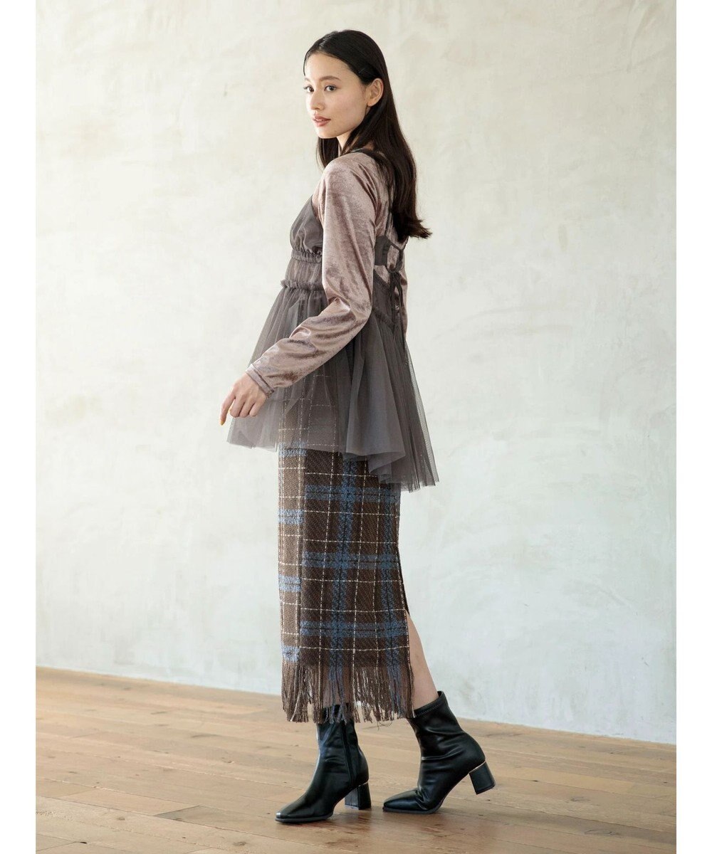 Green Parks ・ＳＵＧＡＲ　ＳＰＯＯＮ　チェックフリンジスカート 
