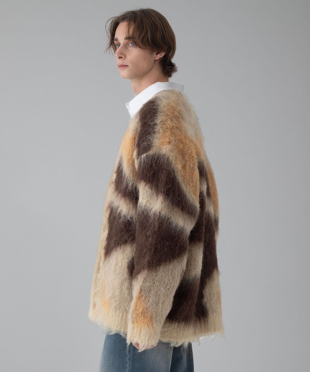 WEGO 【ユニセックス着用ITEM/MLサイズ展開】モヘアタッチパターンカーディガン 