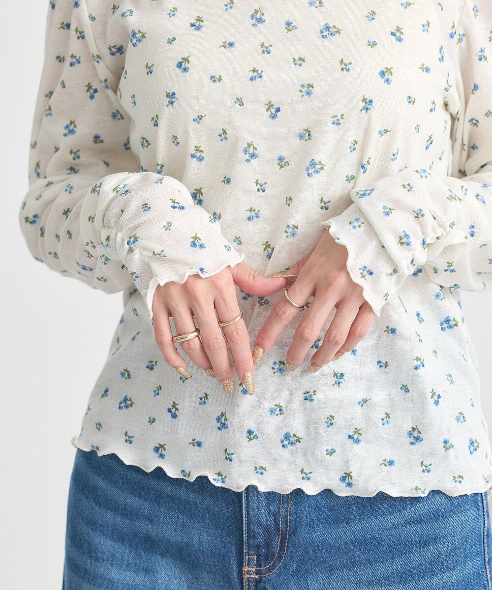 earth music&ecology ハイネックフラワーメロープルオーバー 