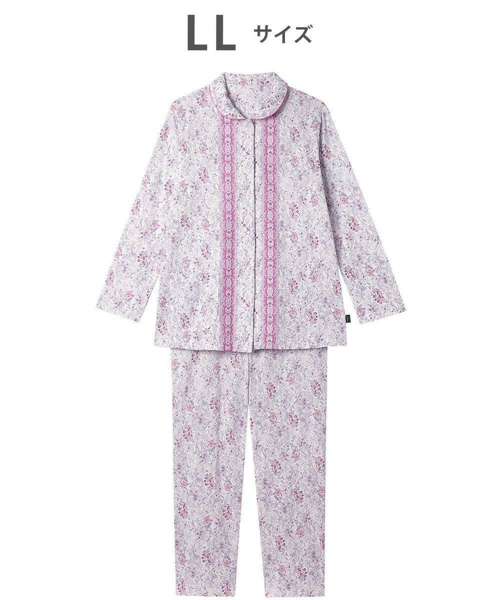 WACOAL パジャマ 長袖 長ズボン 綿100%(本体) 天竺素材 ミントン レディース NDX560 /ワコール 