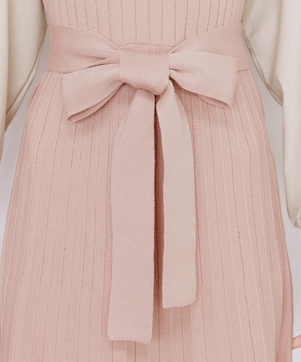 Tiaclasse 【洗える】パフ袖ニットコンビワンピース 