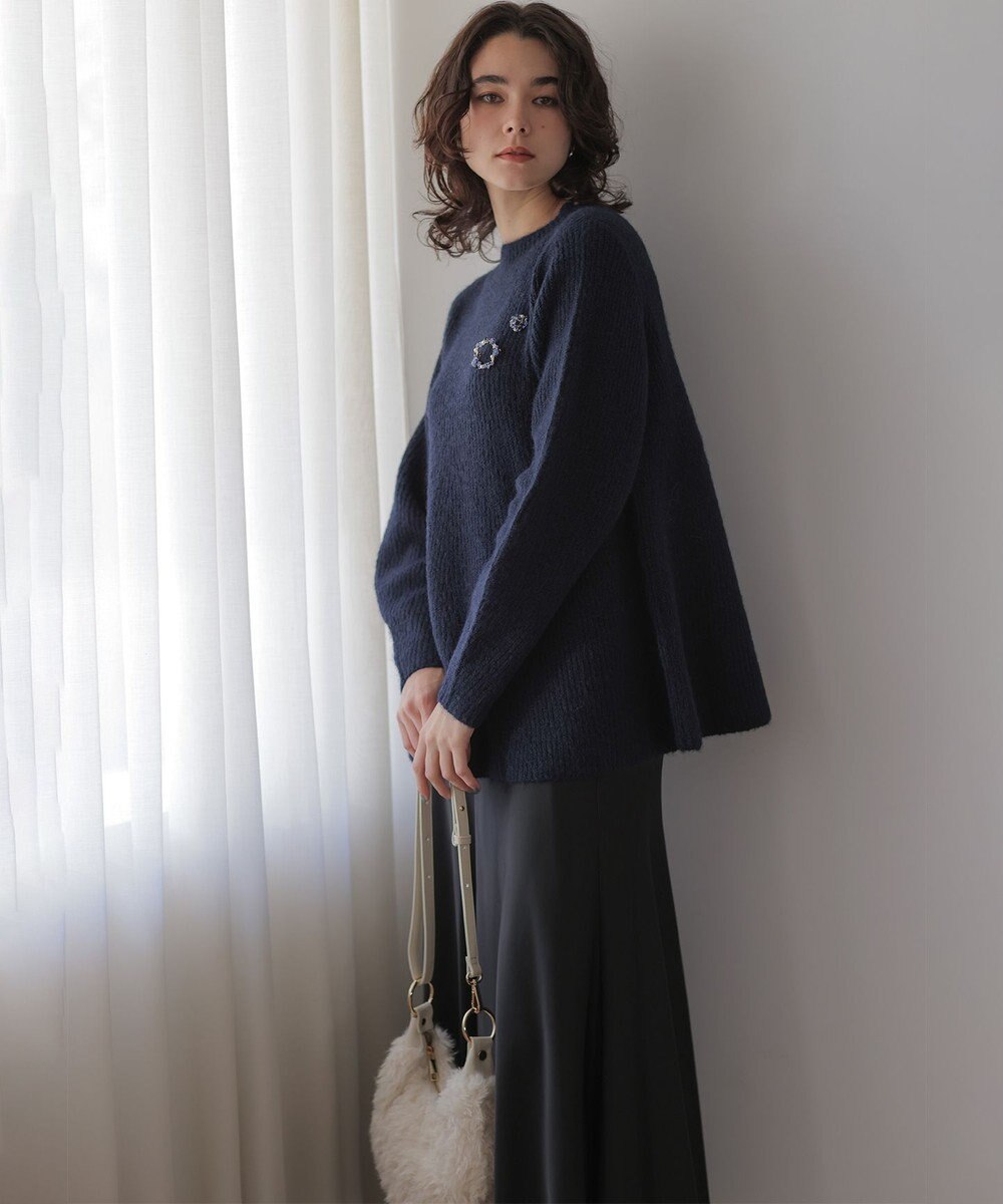 組曲 L へアリーヤーン フレア ニット 