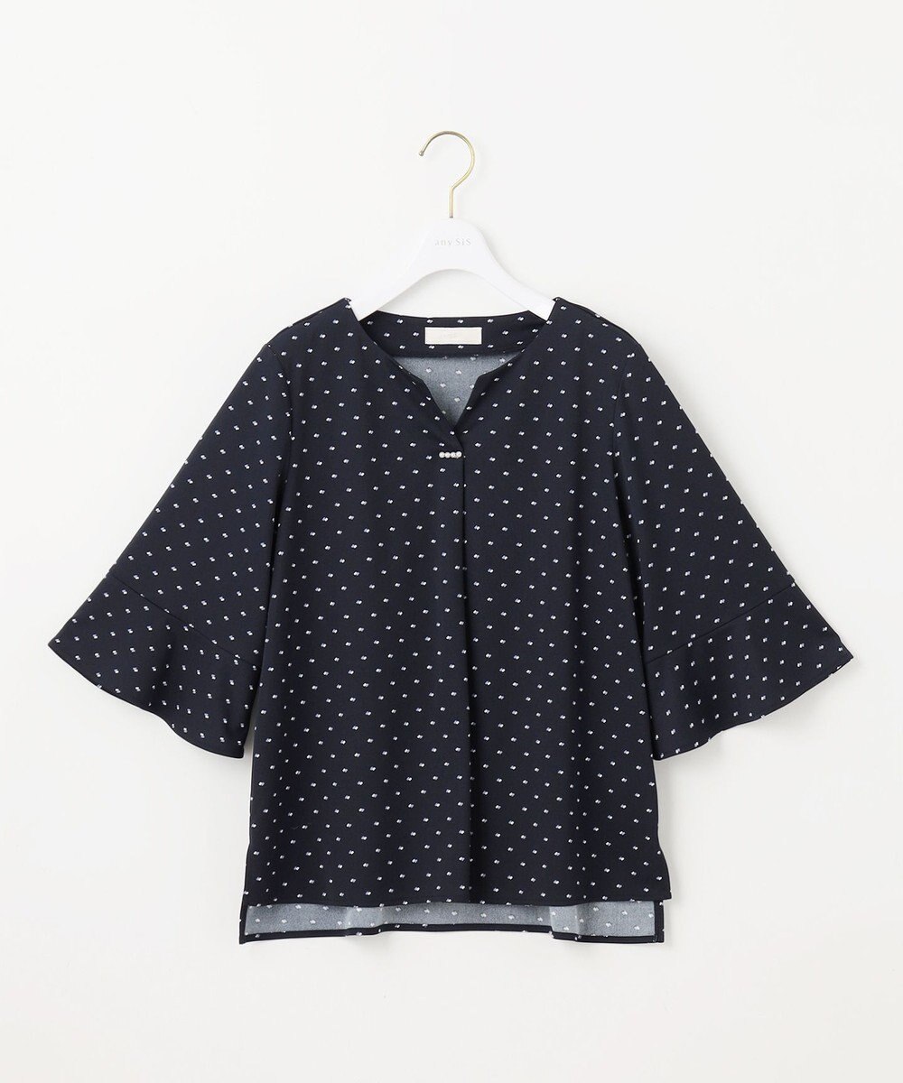 ANY SIS 【接触冷感・吸水速乾・UVケア】エアリードレープスムース 七分袖 ブラウス 