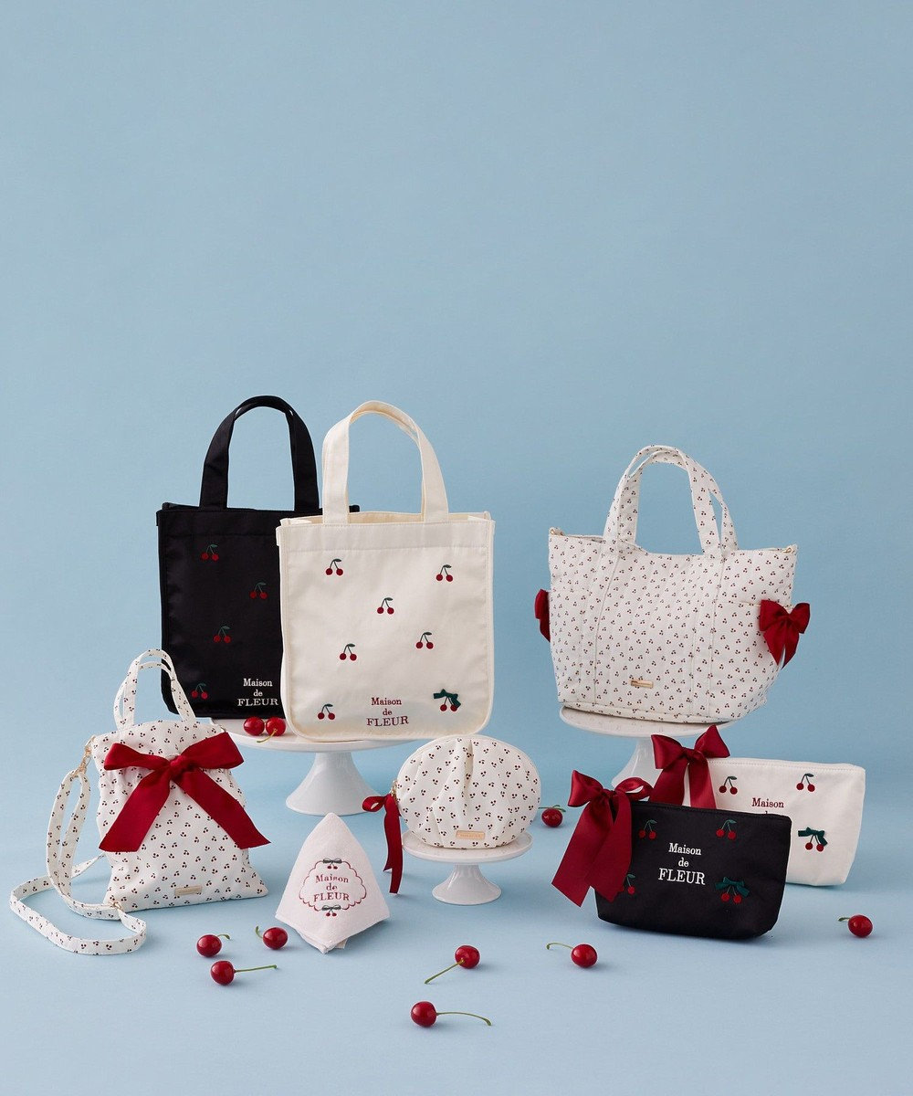 Maison de FLEUR チェリープリントミニリボン2Wayバッグ 