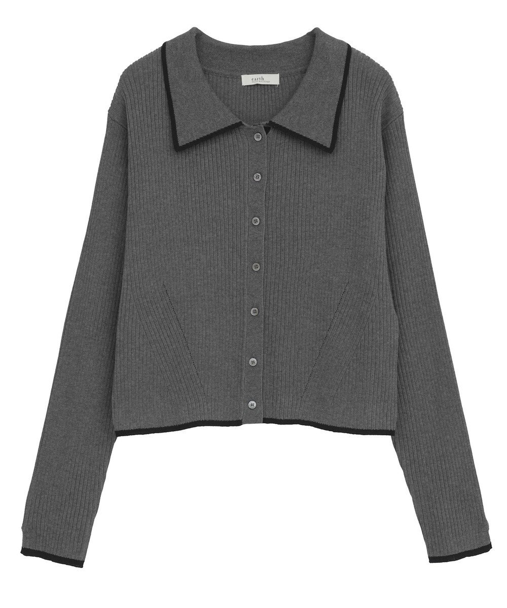 earth music&ecology バイカラートリムニットカーディガン 