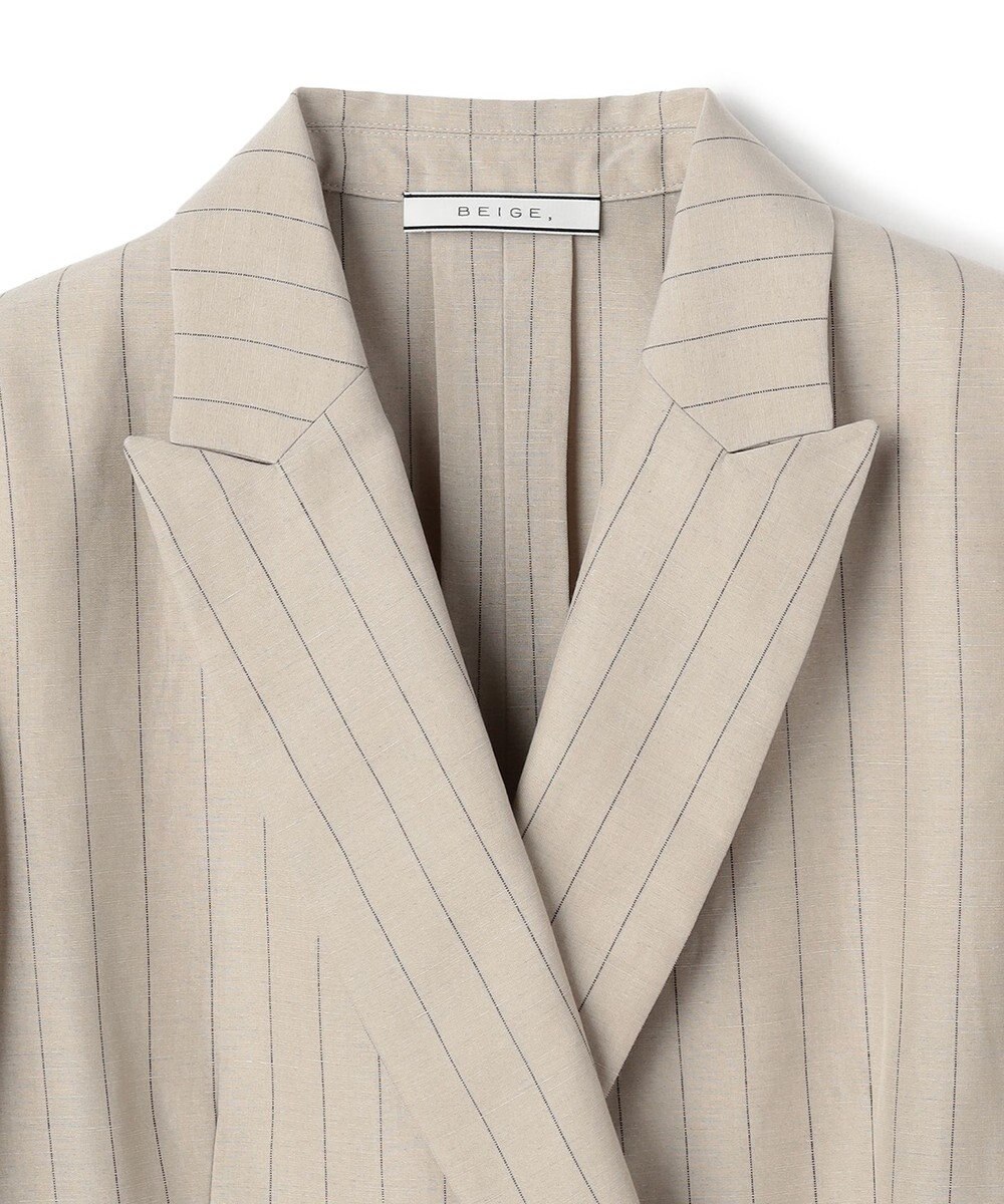 BEIGE， ERYTH / リネンストライプダブルジャケット 