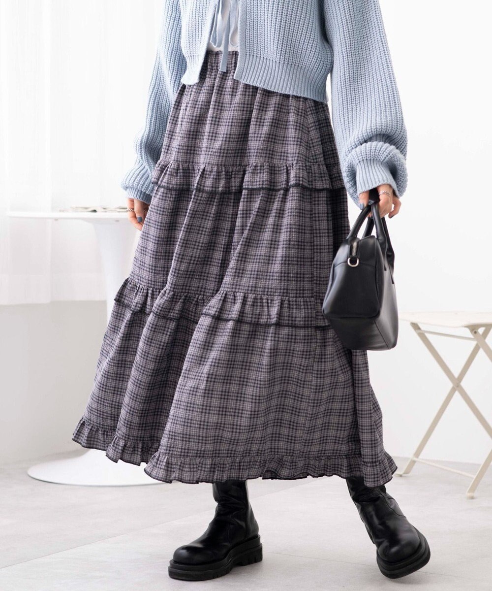 WEGO 【ウエストゴム】フリルティアードボリュームスカート 