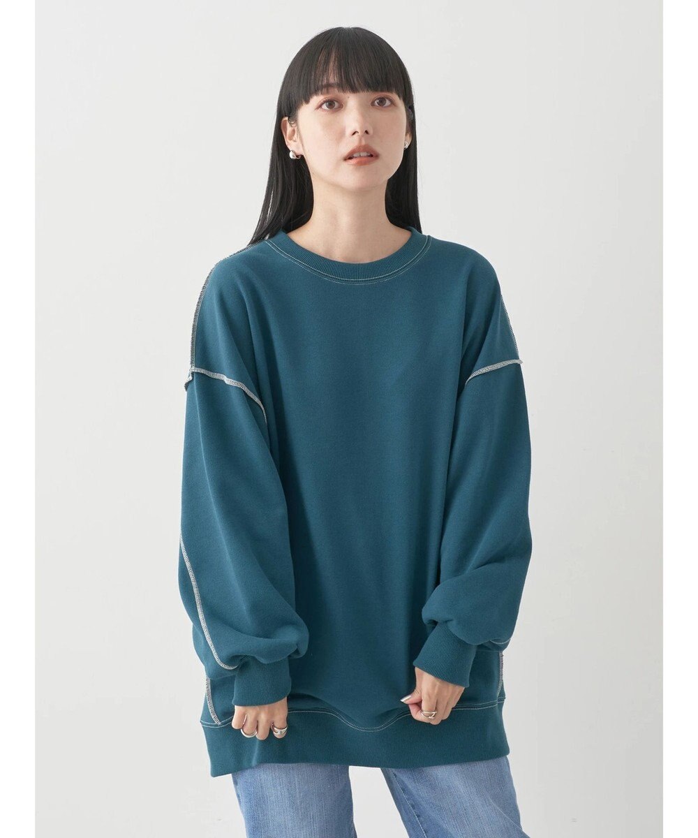 earth music&ecology 配色ルーズスウェット 