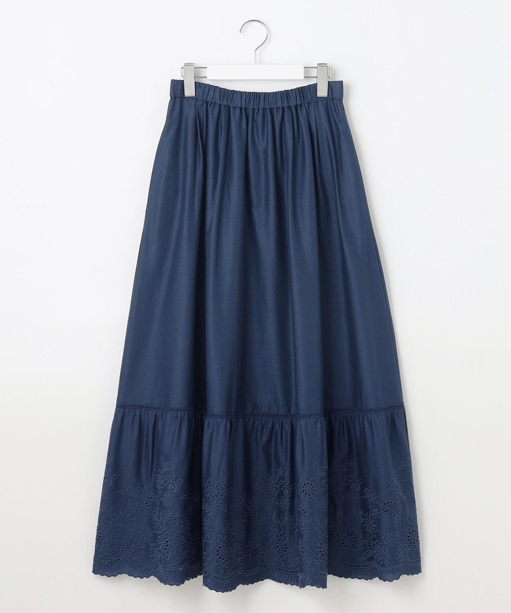 自由区 L 【カタログ掲載・接触冷感・洗える】エンブロイダリーローンティアード スカート 