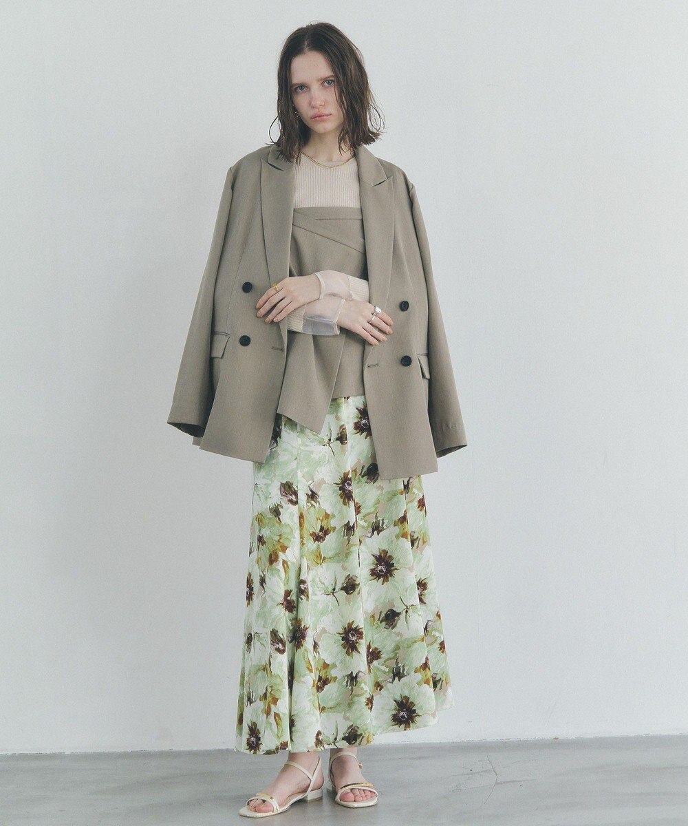 YECCA VECCA 水彩フラワー柄マーメイドスカート 