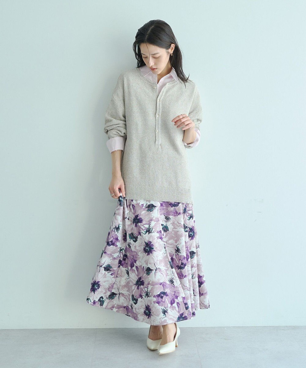 YECCA VECCA 水彩フラワー柄マーメイドスカート 