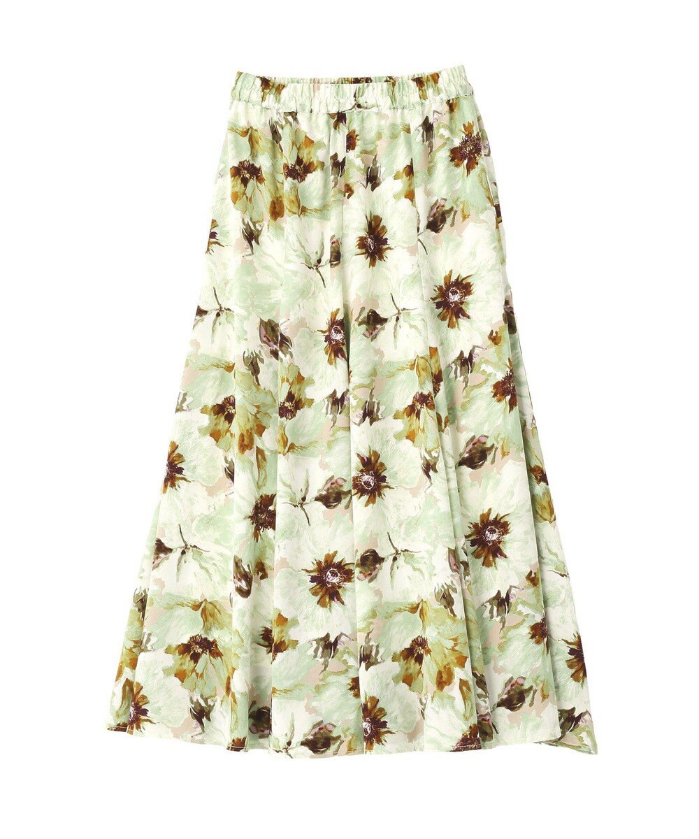 YECCA VECCA 水彩フラワー柄マーメイドスカート 