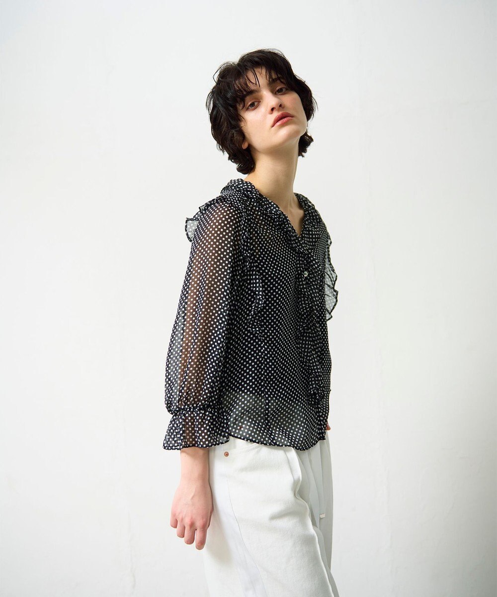 GRACE CONTINENTAL ドットラッフルブラウス 