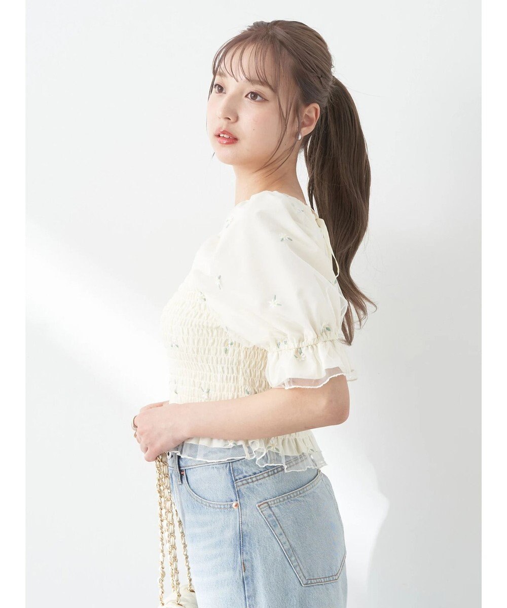 earth music&ecology フラワー刺繍ブラウス 