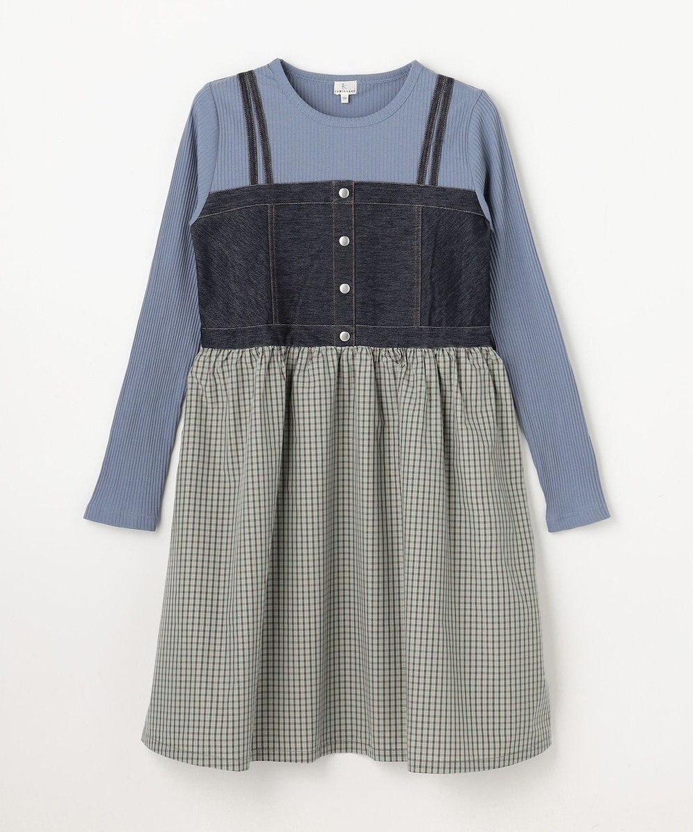 組曲 KIDS 【150-170㎝】チェックドッキング ワンピース 