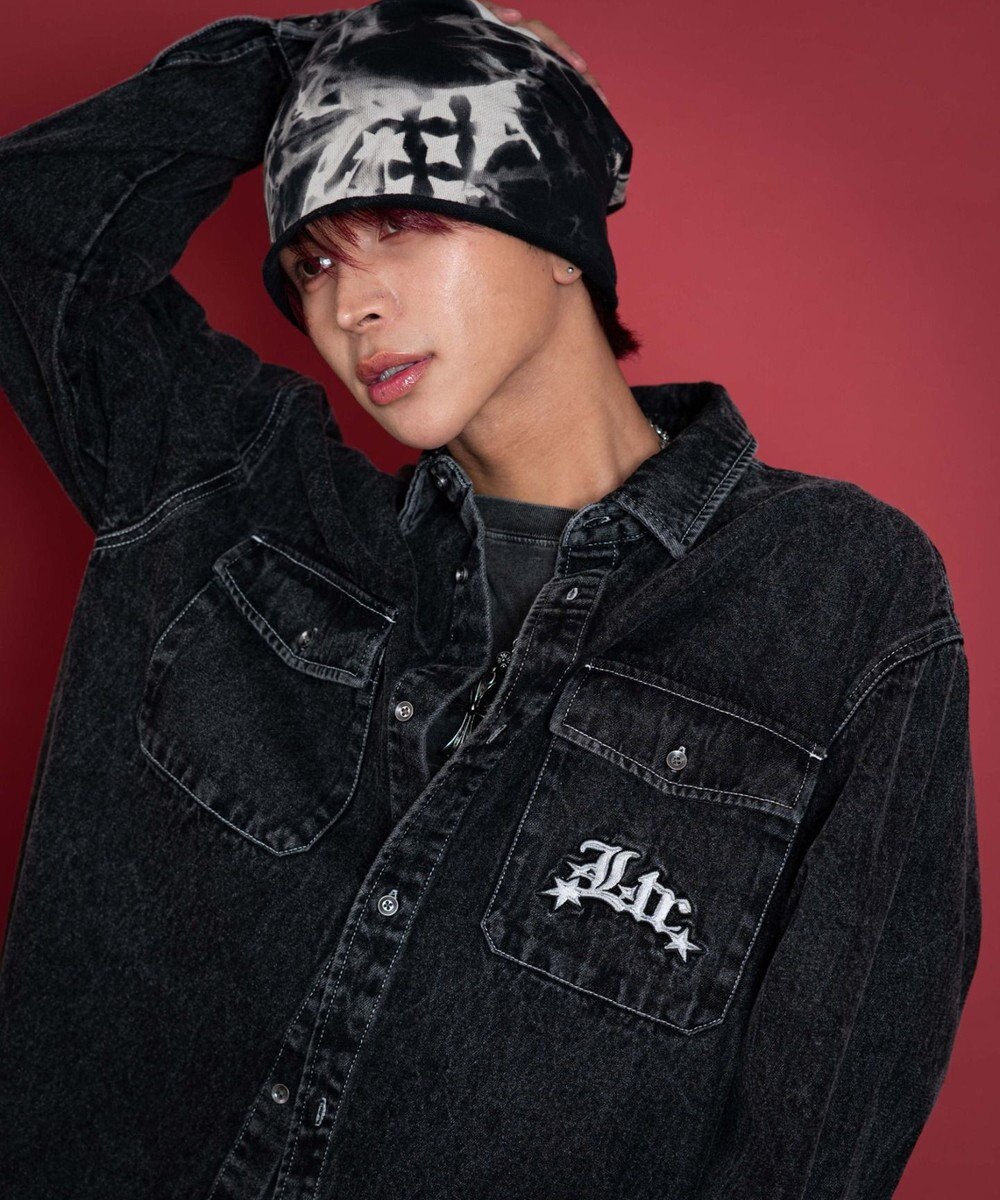 WEGO 【ユニセックス着用ITEM/MLサイズ展開】グラフィックデニムシャツ（LS） 