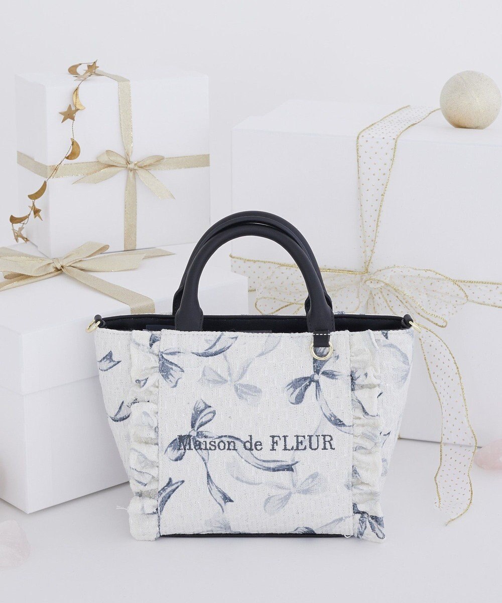 Maison de FLEUR ツイードリボンプリント2WayバッグS 