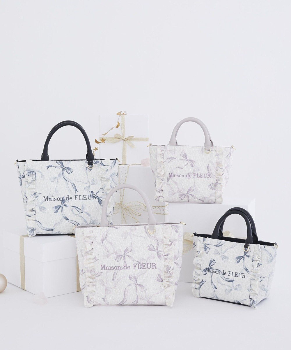 Maison de FLEUR ツイードリボンプリント2WayバッグS 