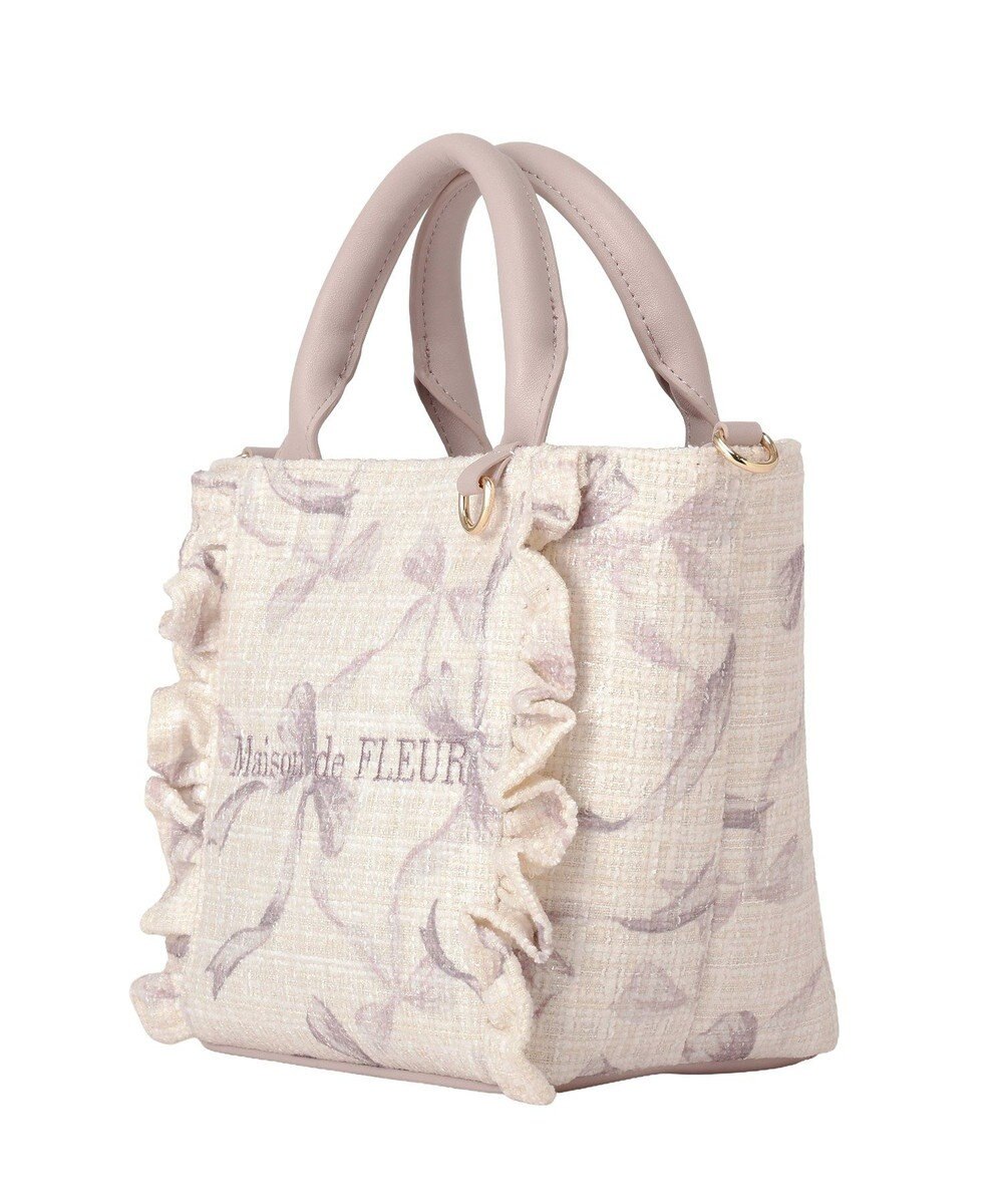 Maison de FLEUR ツイードリボンプリント2WayバッグS 