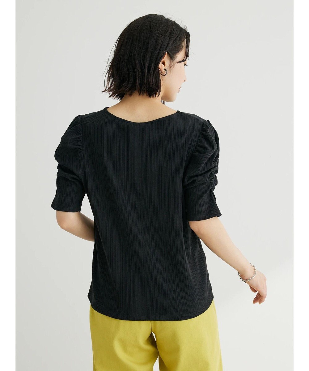 Green Parks リブ肩デザイン５分袖プルオーバー 