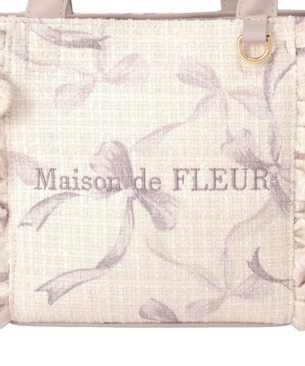Maison de FLEUR ツイードリボンプリント2WayバッグS 