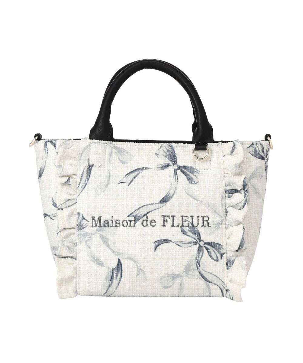 Maison de FLEUR ツイードリボンプリント2WayバッグS 