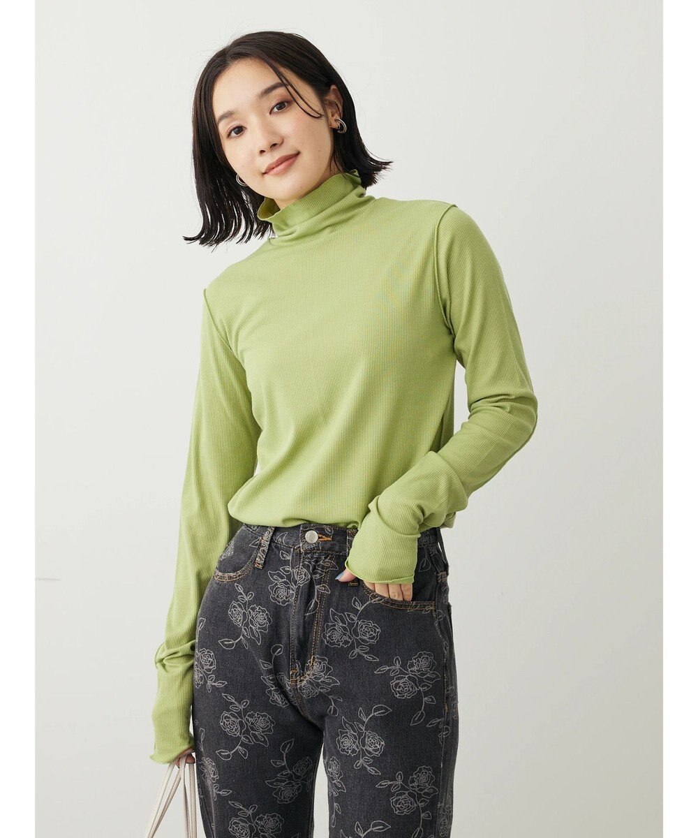 Green Parks カットリブタートルネックプルオーバー 