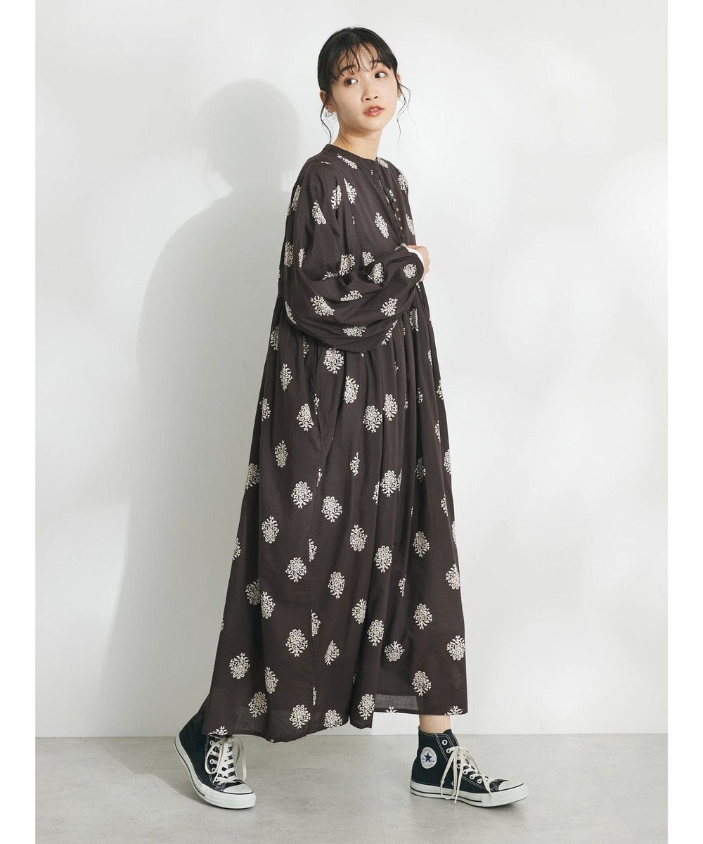 CRAFT STANDARD BOUTIQUE インド綿混フラワーモチーフワンピース 