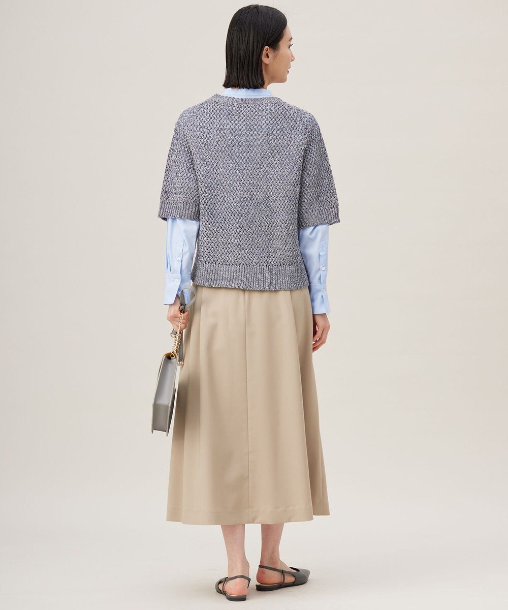 自由区 【洗える】カラーミックスメッシュリネン ニット 