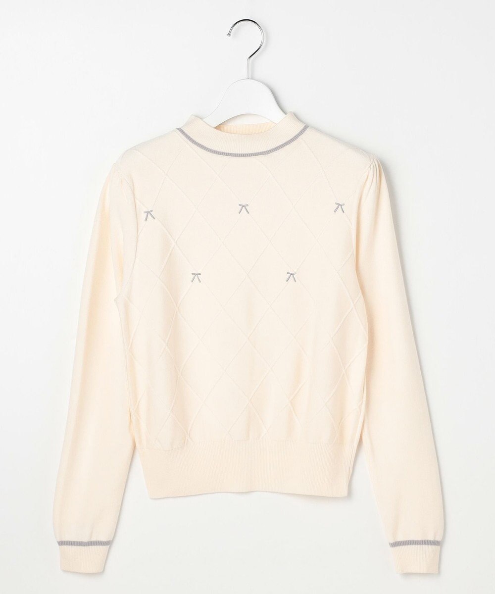 Feroux リボン刺繍ダイア柄 ニット 