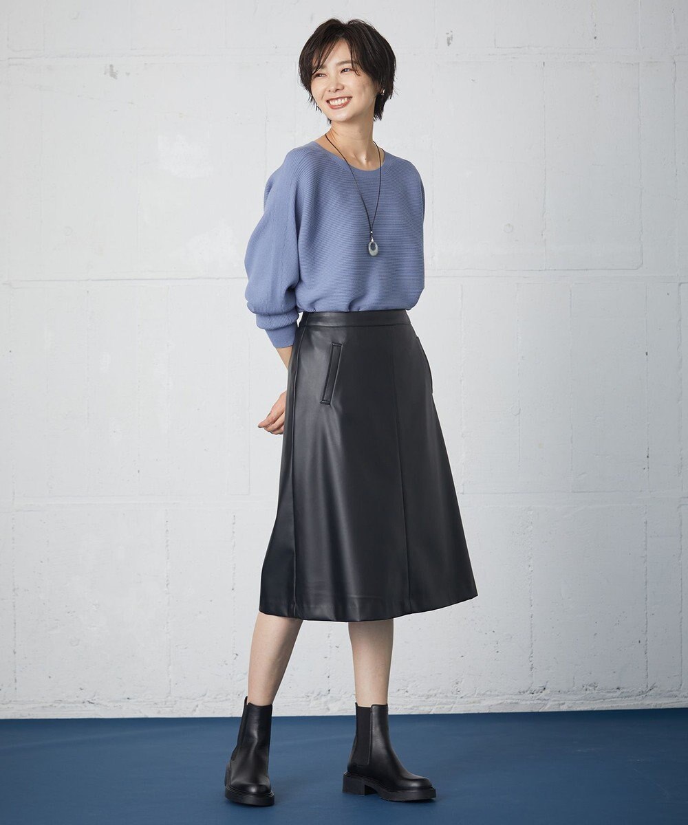 J.PRESS LADIES 【洗える】シンセティックマットleather スカート 