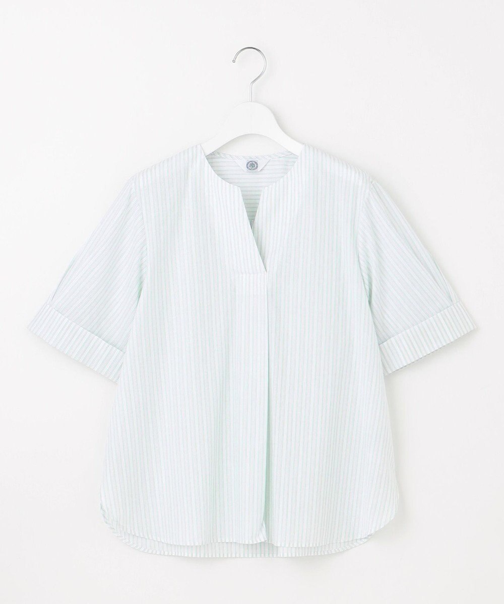 J.PRESS LADIES 【洗える】BEZ 空羽ストライプ クルーネック ブラウス 