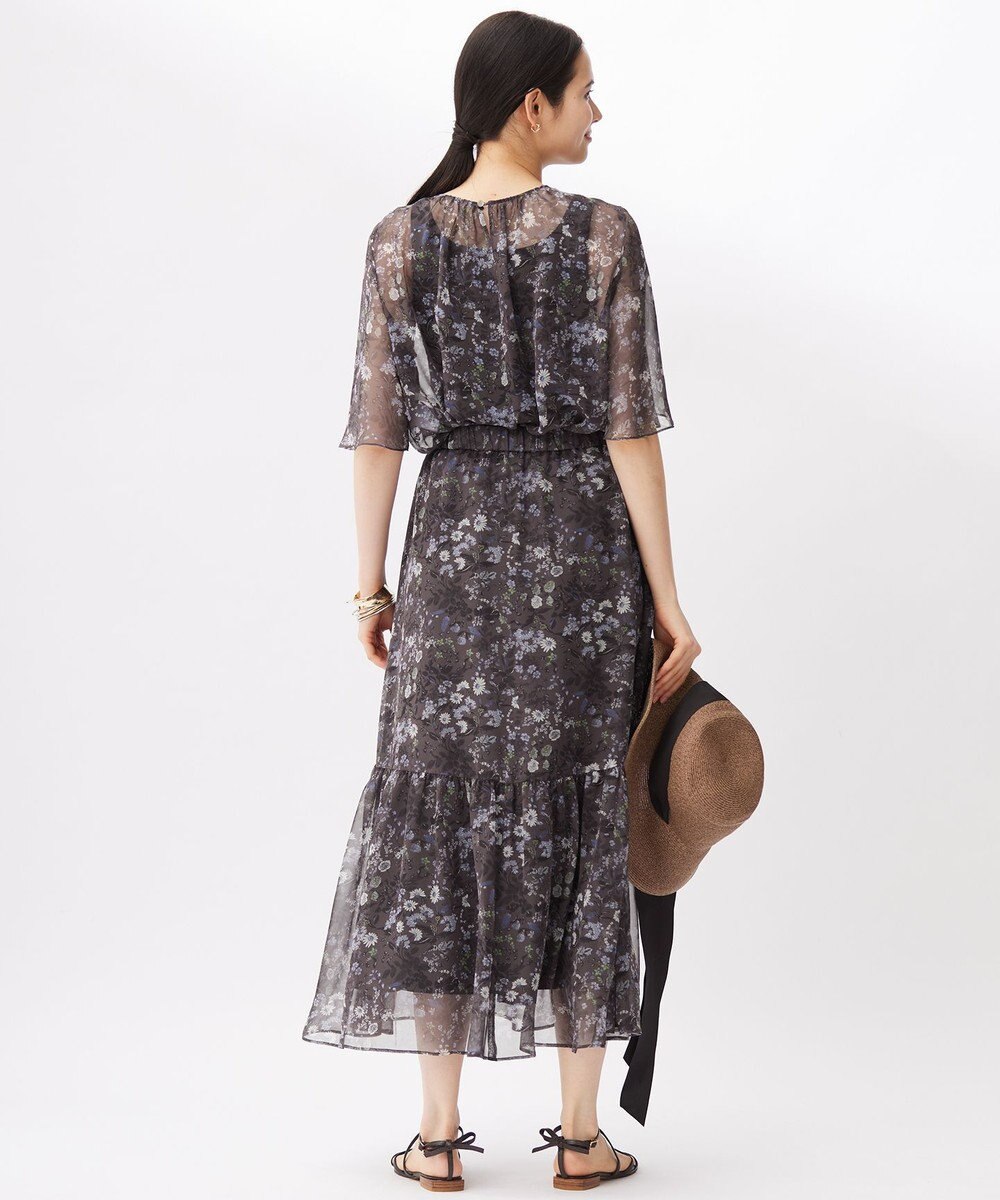 自由区 【セットアップ対応・洗える】ボタニカルフラワープリントティアード スカート 