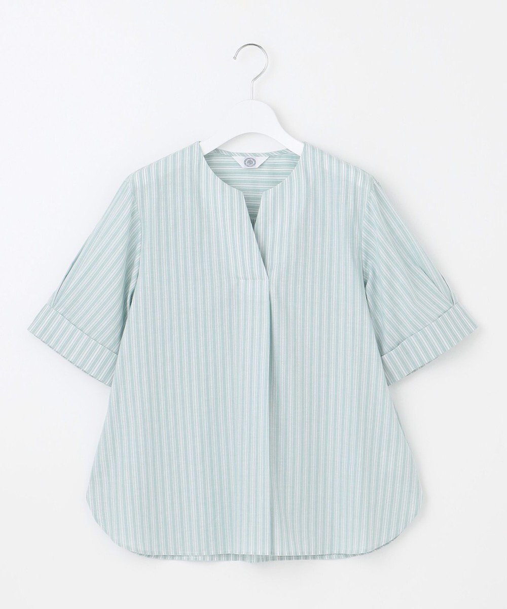 J.PRESS LADIES 【洗える】BEZ 空羽ストライプ クルーネック ブラウス 