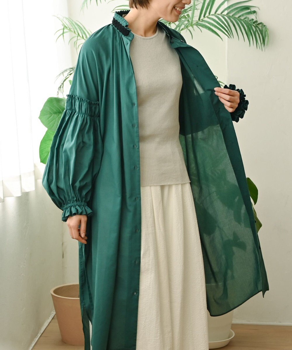 muuc 〈コットン100%強撚糸〉〈2WAY〉〈遠州織物の工場で織られた上質な生地〉〈シースルー〉〈ドライタッチ〉コットンドビーギャザー 羽織り＆ワンピースドレス 