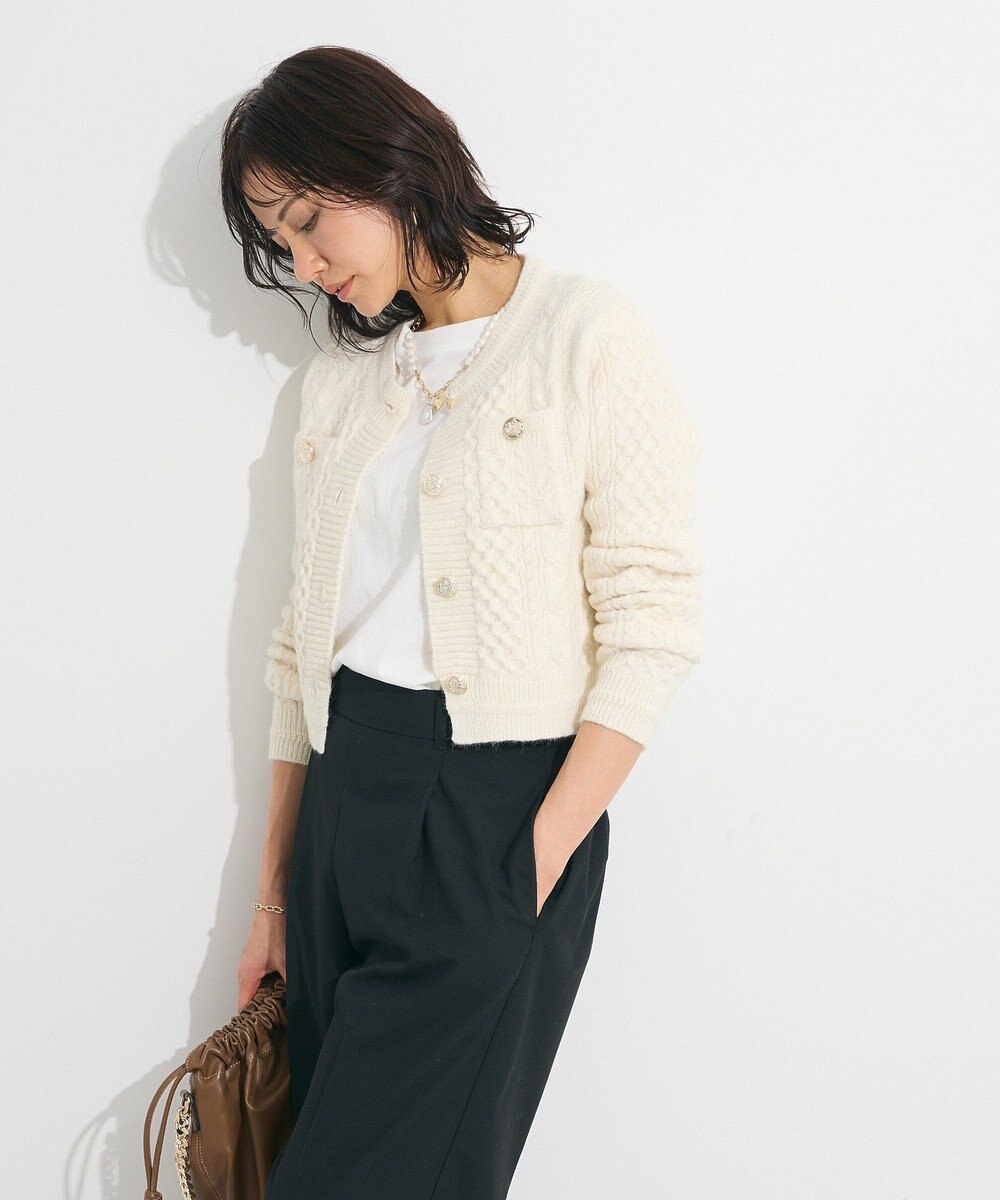 Green Parks ・ｓｗｉｎｇ　ｂｙ　ケーブルニットカーディガン 