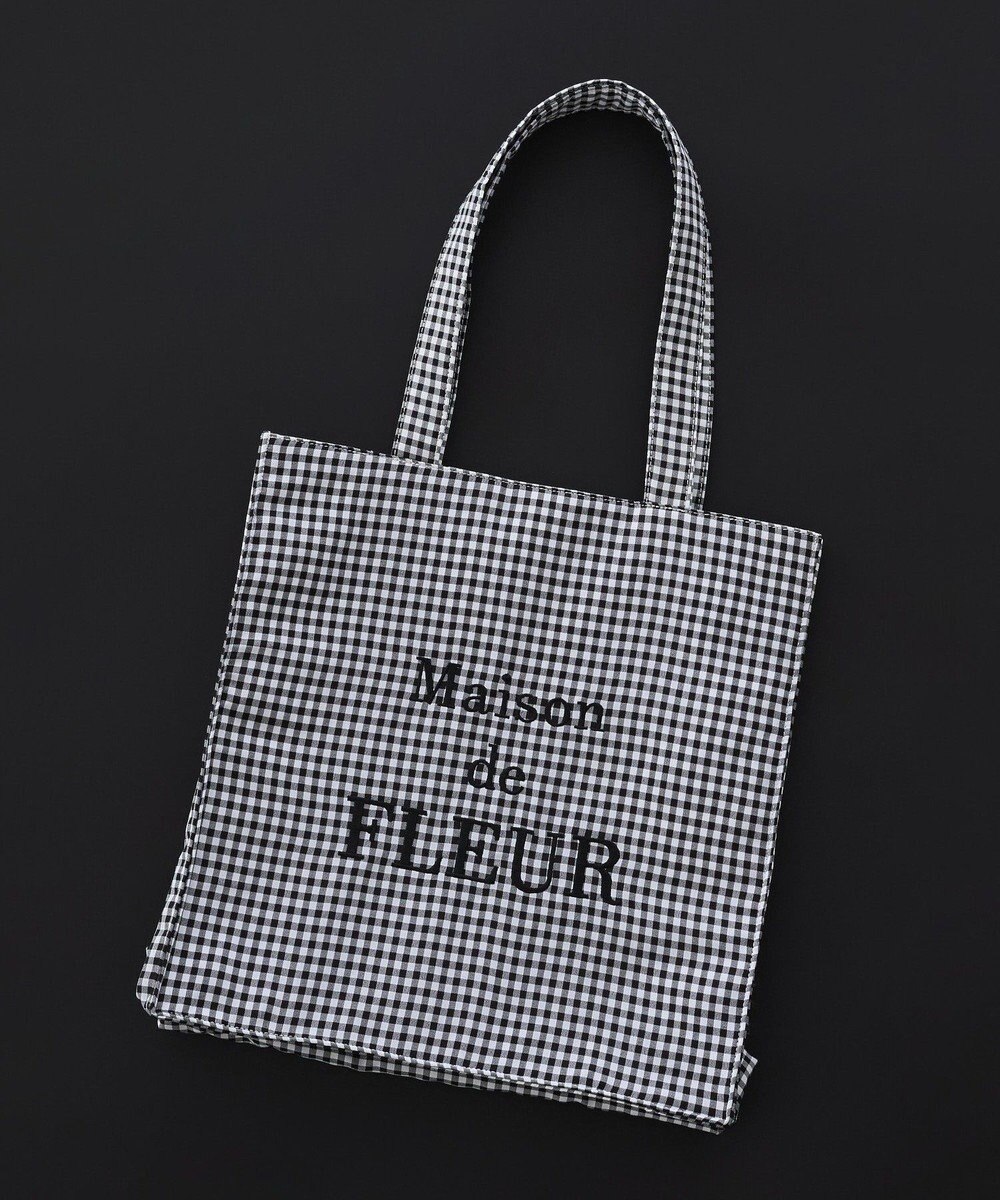 Maison de FLEUR ブランドロゴ刺繍ギンガムスクエアトート 